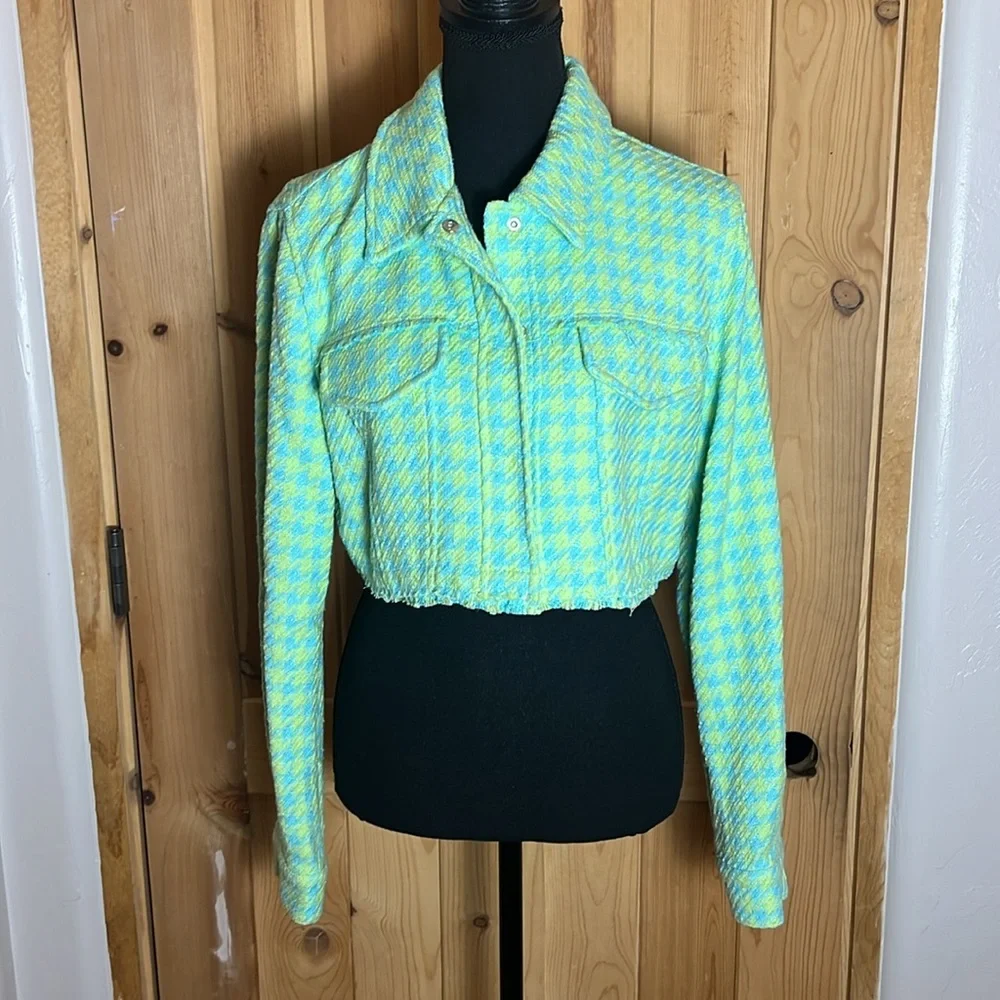 ZARA Tween Herringbone Cropped Jacket - Picture 5 of 10